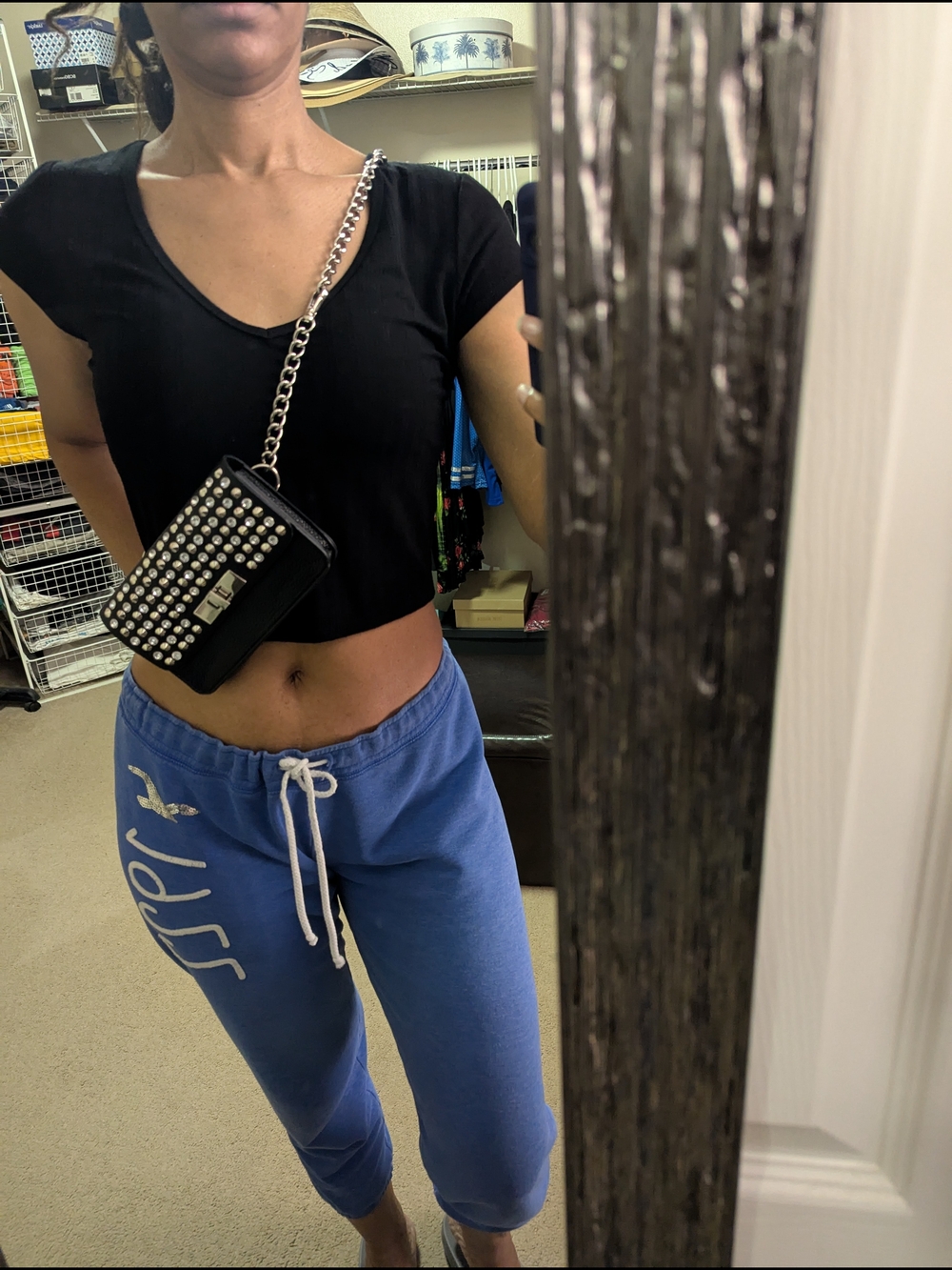 Black Studded Chain Belt Bag